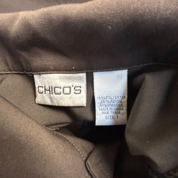 Chico's Womens Brown Button-Up Casual Jacket Size 1 Rayon Blend Lightweight - Picture 3 of 7